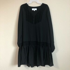 Textile Dress Black Lace Cottagecore Long Sleeve Classic Southern Trendy Boho